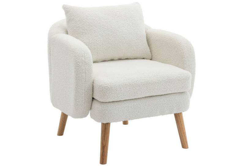 autolock Sessel Teddy-Samt-Sessel Massivholz-Beinstuhl einzelner Sofa-Sessel (Freizeit-Stuhl mit extra dicker Kissen), schlichter gepolsterter Sessel für Schlafzimmer & Wohnzimmer von autolock