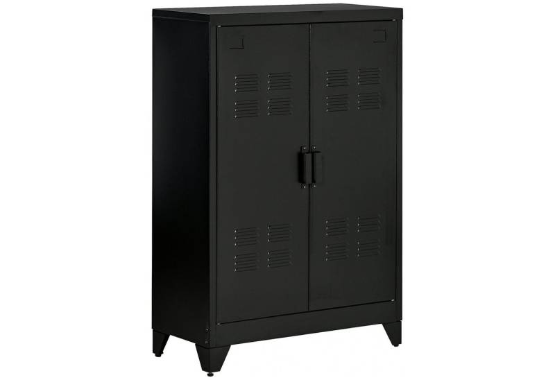 autolock Sideboard Aktenschrank mit Lamellentüren, Lagerschrank mit Einlegeböden (75 x 33 x 110 cm), für Büro & Wohnraum, Schwarz von autolock