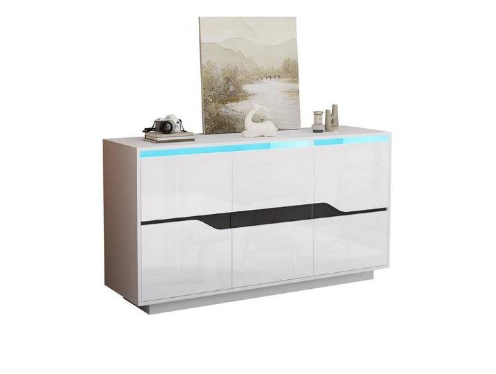 autolock Sideboard Anrichte,Sideboards mit 3 Türen,vielseitig einsetzbar Kommode mit LED, Beistellschrank mit verstellbaren Trennwänden von autolock