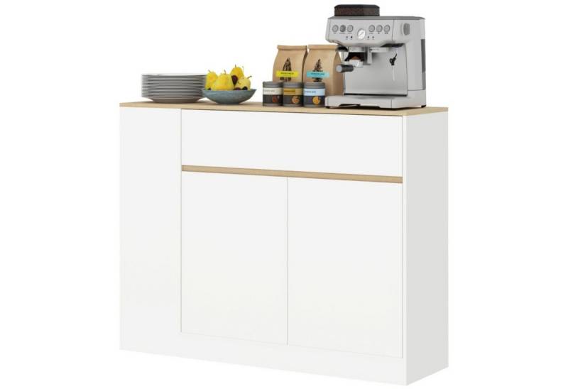 autolock Sideboard Beistellschrank Küchenschrank mit verstellbare Ablage, Kippschutz (105 x 30 x 81,5 cm), Anrichte für Küche, Esszimmer von autolock