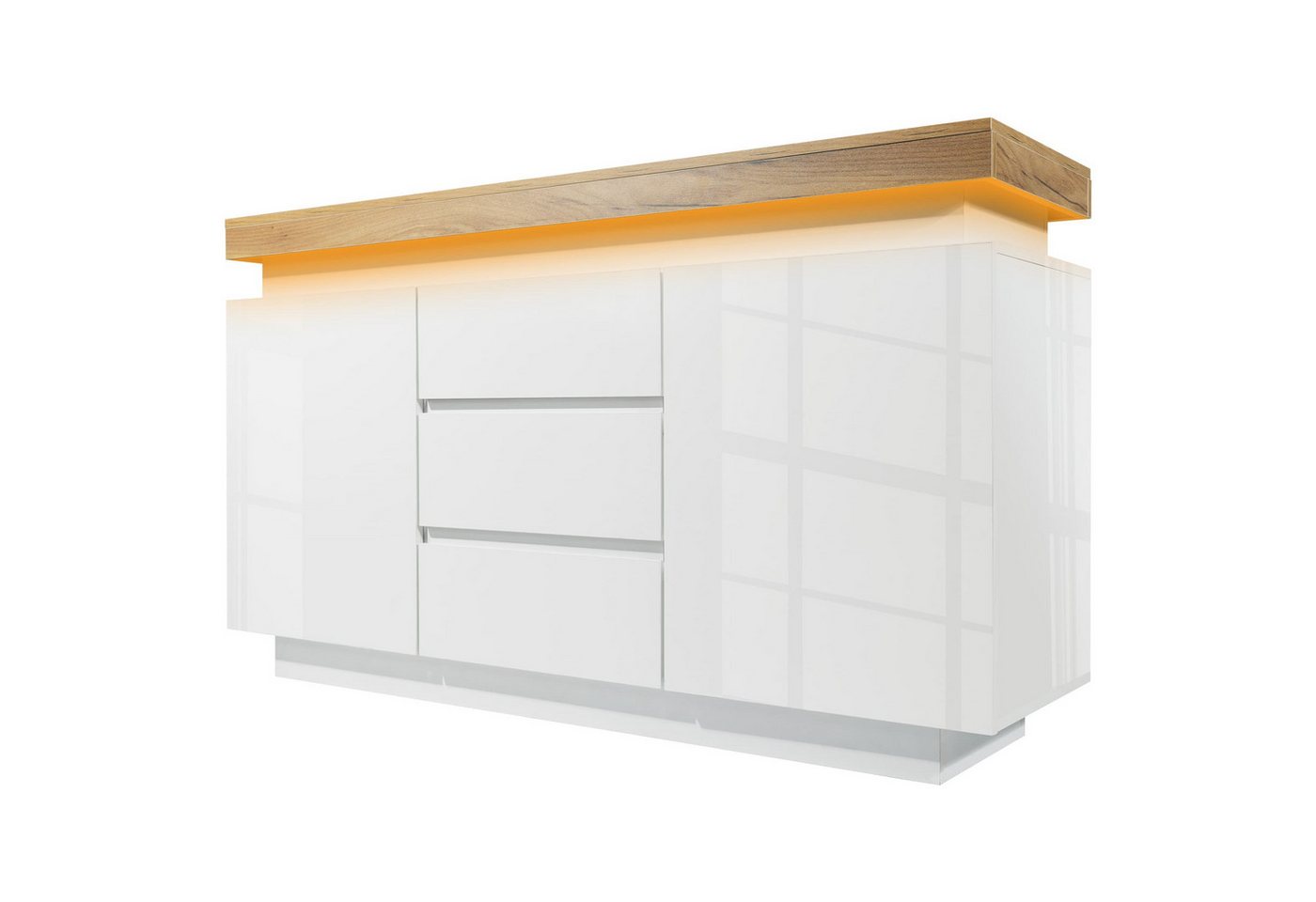 autolock Sideboard Hochglanz Kommode mit appgesteuerter LED-Beleuchtung 140x 39 x81 cm (2 Türen und 3 Schubladen), Multifunktionales Sideboard Anrichte für Wohnzimmer & Schlafzimmer von autolock