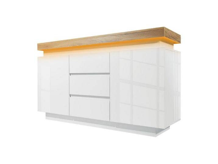 autolock Sideboard Hochglanz Kommode mit appgesteuerter LED-Beleuchtung 140x 39 x81 cm (2 Türen und 3 Schubladen) von autolock