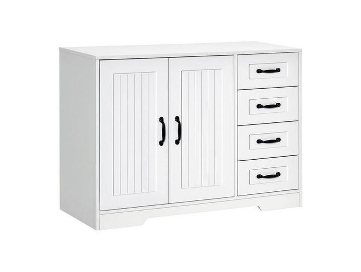 autolock Sideboard Kommode Anrichte, Modernstil, 4 Schubladen, 1 Schrank, Weiß (105 x 40 x 76 cm), Küchenschrank Aufbewahrungsschrank, weiß von autolock