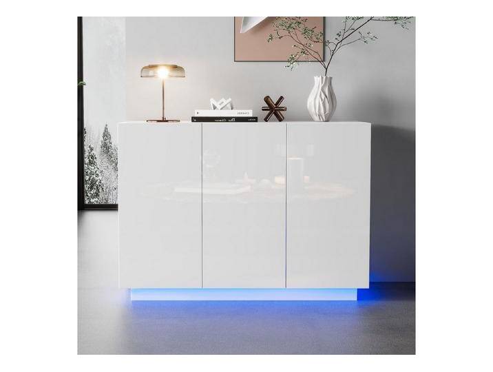 autolock Sideboard Kommode Hochglanz Sockel mit LED-Licht, Esszimmerschrank, Foyerschrank (120*40*75 CM), Esszimmer Anrichte Küchenschrank Aufbewahrungsschrank von autolock