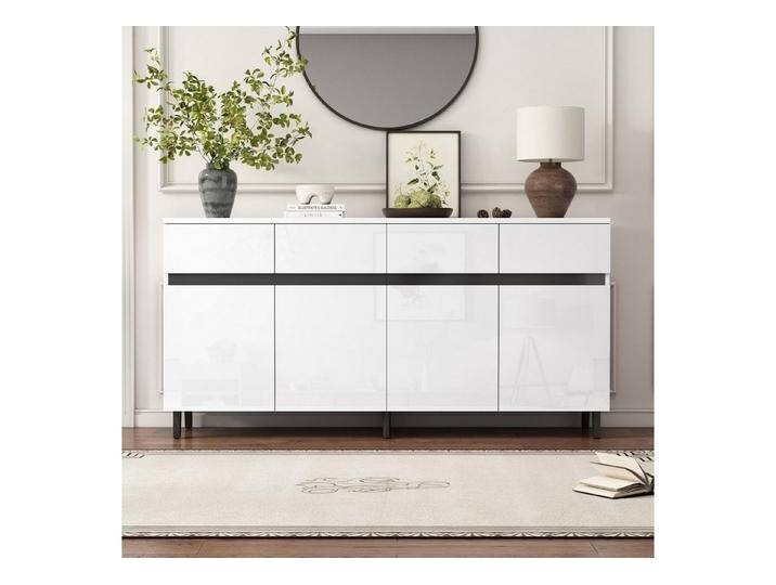 autolock Sideboard Kommode Hochglanz mit höhenverstellbaren Regalböden (160*40*68 cm), Eckschränke, Schränke für das Schlafzimmer Wohnzimmer, weiß von autolock