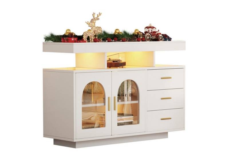 autolock Sideboard Kommode LED-Buffetschrank Kaffeebarschrank Hochglanz-Küchenschrank (120×40×80 cm), Schließfächer für Esszimmer Wohnzimmer von autolock