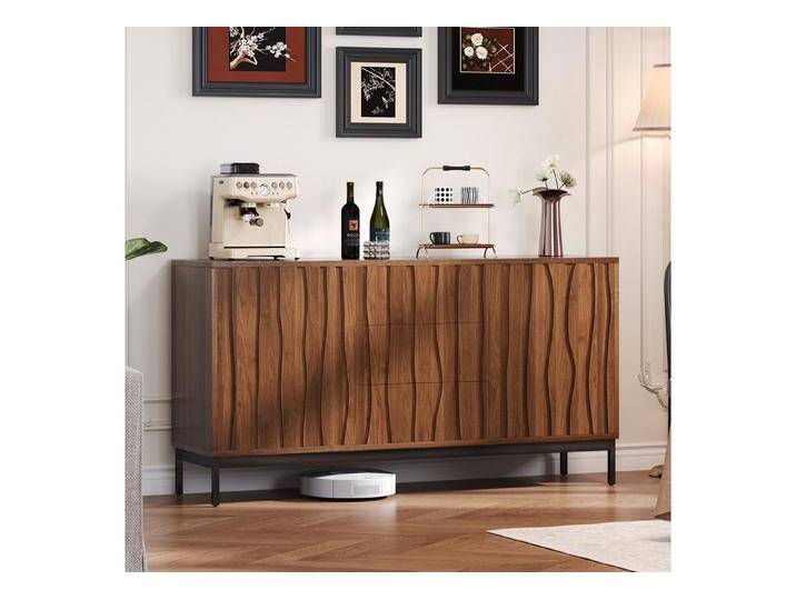 autolock Sideboard Kommode Schrank Eiche dunkel gemasert, 3 Schubladen 2 Türen (150 x 40 x 80 cm) von autolock
