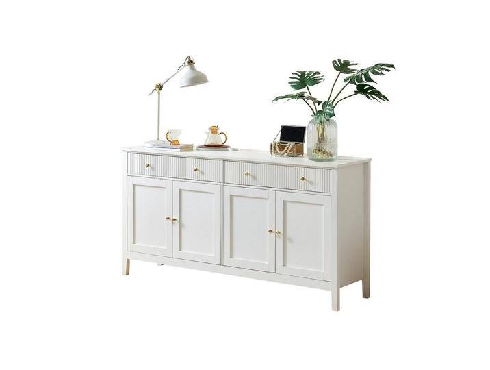 autolock Sideboard Kommode mit 2 Schubladen & 4 Türen,goldenen Griffen (160 x 40 x 82,5 cm), Anrichte Buffet Küchenschrank für Küche von autolock