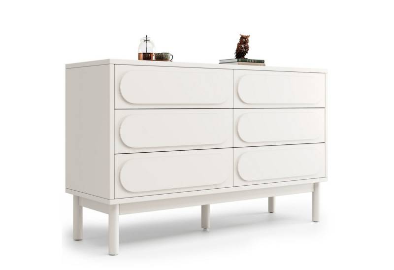autolock Sideboard Kommode mit 6 Schubladen Verstellbare Füße Massivholzbeinen (120×40×75 cm), Aufbewahrungsschrank Anrichte Küchenschrank für Wohnzimmer, Küche von autolock