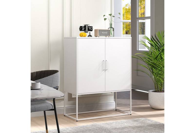 autolock Sideboard Metallschrank Lagerschrank mit Magnettüren, Anti-Kipp-Sicherung (Schrank mit 2 Regale, B 85 cm × T 40 cm × H 109 cm), Freistehender Stahlschrank für Wohnzimmer, Küche, Büro von autolock