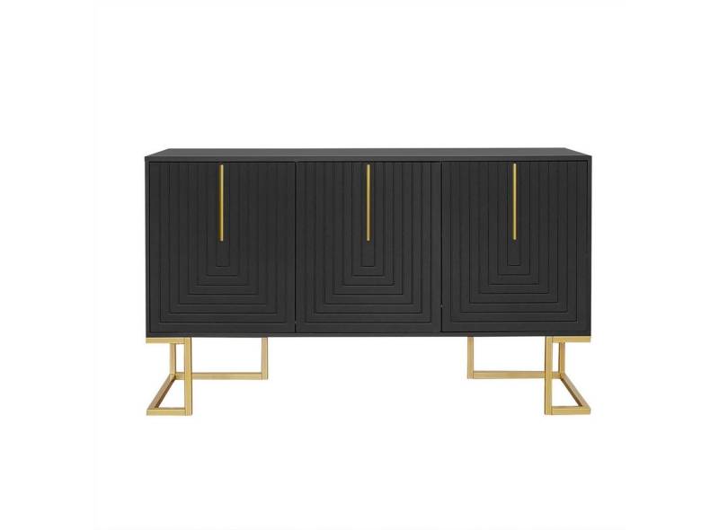 autolock Sideboard Modernes 3-türiges Sideboard mit verstellbaren Regalen, U-förmigen Schranktüren und Metallgriffen und Sockel von autolock