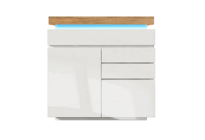 autolock Sideboard Sideboard Kommode Hochglanz mit LED Beleuchtung App Control (110 x 39 x 115cm), Multifunktionales Sideboard Anrichte für Wohnzimmer & Schlafzimmer von autolock