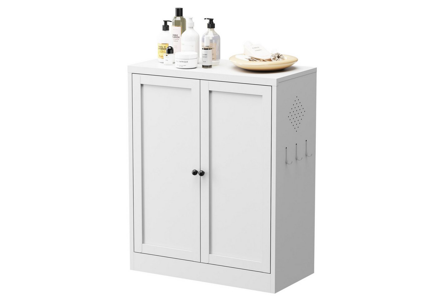 autolock Sideboard Sideboard Küchenschrank Vorratsregal mit Verstellbaren Einlegeböden (70 x 35 x 88 cm), Küchenaufbewahrung in Weiß aus Metall mit ergonomischen Griffen von autolock