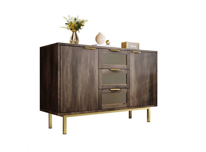 autolock Sideboard Sideboard-Schrank,Kommode mit Schubladen,Türen,Metallgriffe, Kommode,Mehrzweckschrank für Flur, Schlafzimmer,Wohnzimmer von autolock