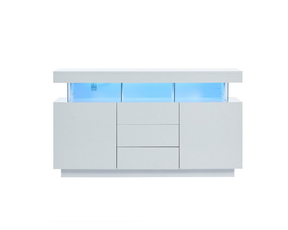 autolock Sideboard Sideboard mit 16-farbigem LED-Lichtstreifen Hochglanz, Aufbewahrungsschrank für Esszimmer 140x35x80cm Weiß autolock Sideboard Sideboard mit 16-farbigem LED-Lichtstreifen Hochglanz, Aufbewahrungsschrank für Esszimmer 140x35x80cm Weiß von autolock