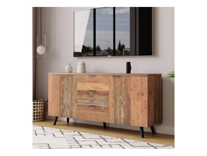autolock Sideboard TV-Schrank Kommode mit verstellbaren Regalen 3 Schubladen (140*35*70 cm), Anrichte Küchenschrank Aufbewahrungsschrank, beige von autolock