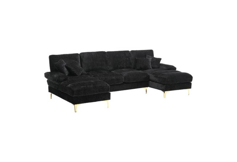 autolock Sofa Modernes großes Chenille U-Shape Sektionssofa mit doppelten Liegesitz, Schlafcouch, Bettsofa,L-förmige modulare Couch von autolock