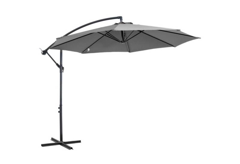 autolock Sonnenschirm Kurbelschirm Marktschirm aus Stahl Ø2,95x2,45m, mit Stahlgestell und Polyestergewebe Grau, für Garten Terrasse Balkon von autolock