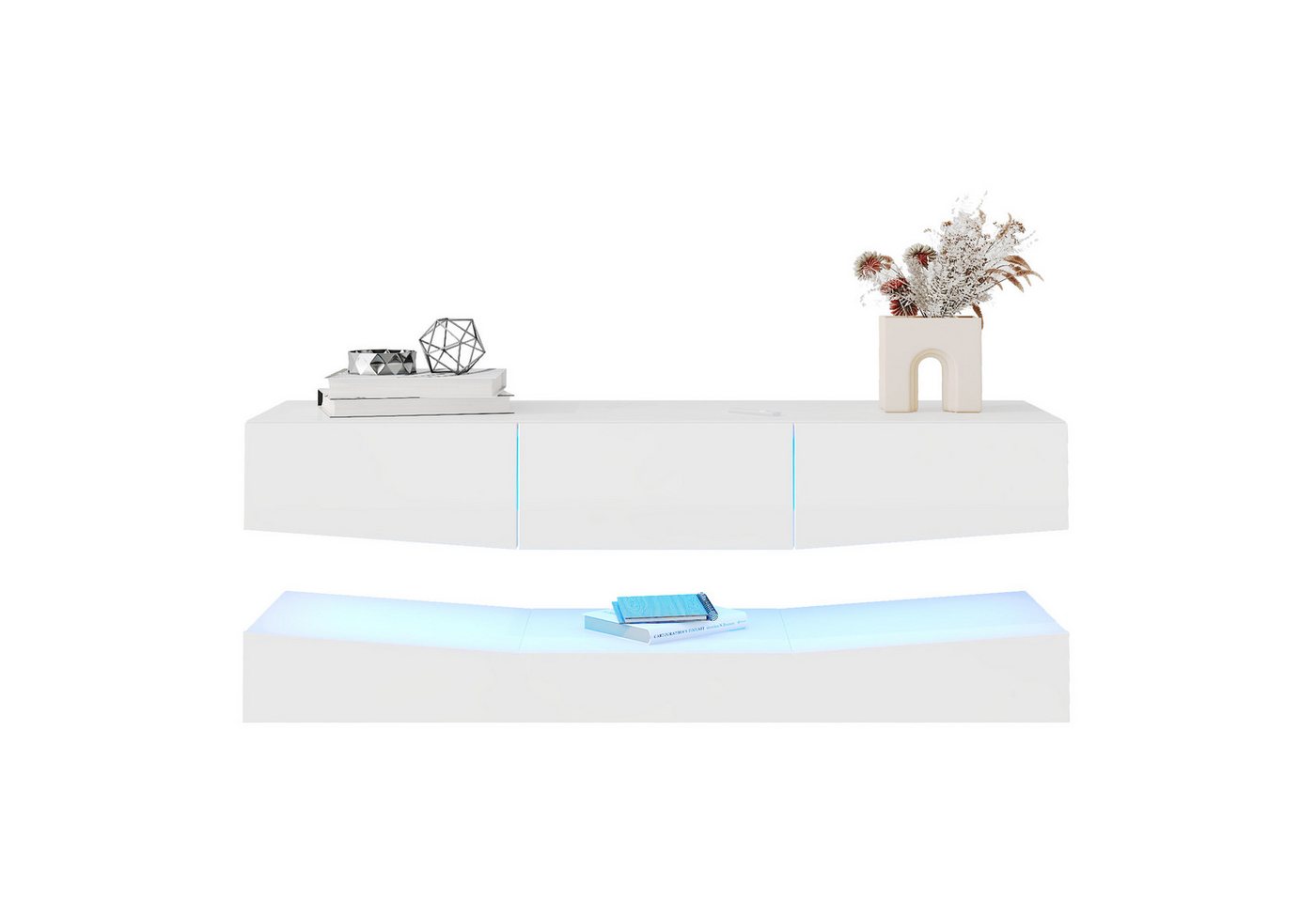 autolock TV-Schrank Hängendes TV-Board Hochglanz Lowboard mit LED – Wandmontierter (180 × 40 cm) TV-Schrank & Medienkonsole Lowboard für Wohnzimmer & Büro von autolock