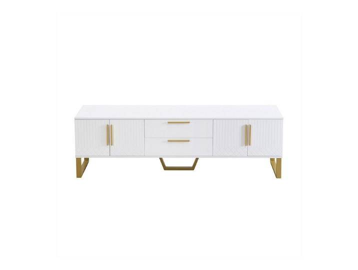 autolock TV-Schrank Hochglänzender TV-Schrank,TV Halterung mit goldene Griffe und Füße Tür mit gravierter Textur,Kombination aus Eleganz,Luxus Funktionalität von autolock