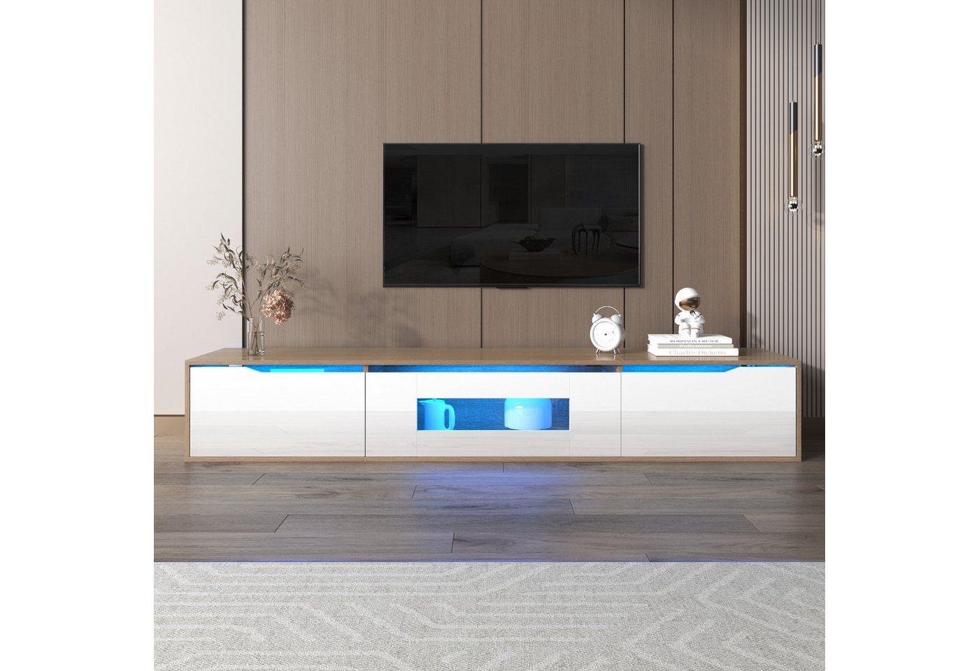 autolock TV-Schrank Hochglanz-TV-Schrank, farblich passend zu Hochglanz-Weiß Holzfarbe, mit farbwechselndem 16 LED-Licht von autolock