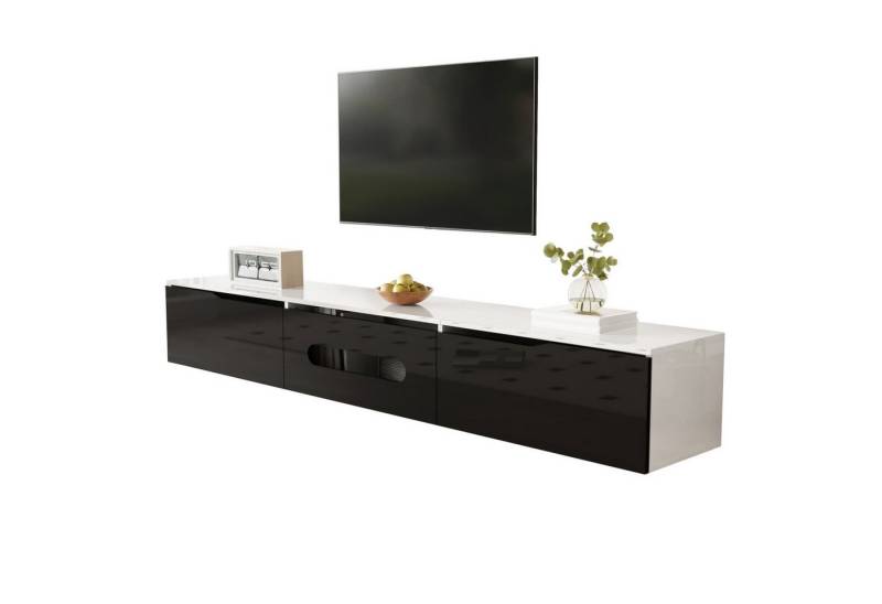 autolock TV-Schrank Moderner TV-Schrank,TV-Möbel,180 cm lang, Hochglanzoberfläche TV Board mit 16-farbiger LED-Beleuchtung, wandmontierbar von autolock