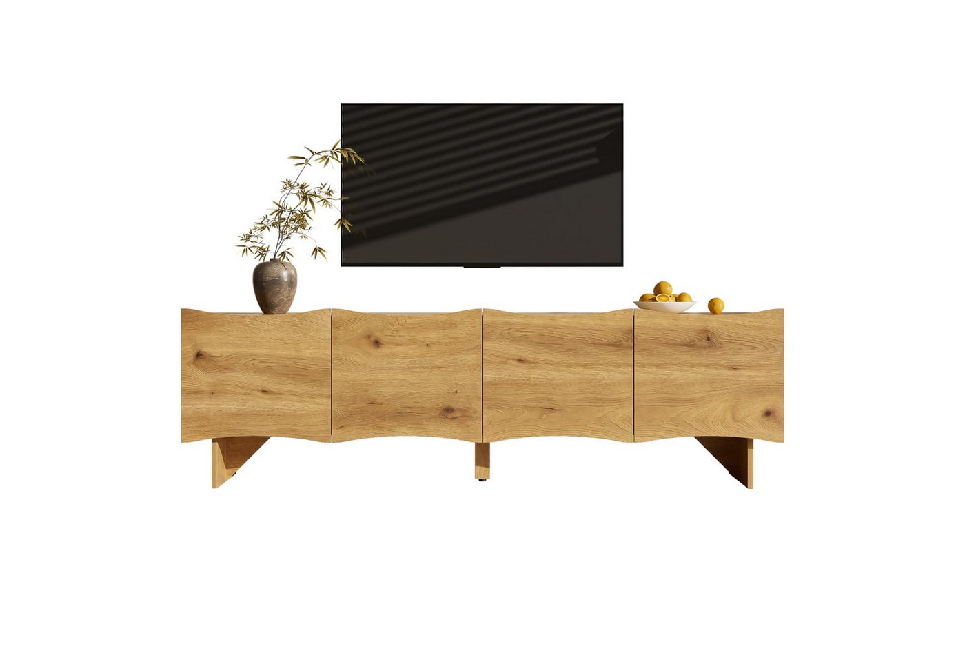 autolock TV-Schrank Moderner TV-Schrank mit Wellenmuster,55 cm Medienkonsole mit Stauraum vier Türen und Kabeldurchführungen in Holzoptik, stilvolles Design autolock TV-Schrank Moderner TV-Schrank mit Wellenmuster,55 cm Medienkonsole mit Stauraum vier Türen und Kabeldurchführungen in Holzoptik, stilvolles Design von autolock