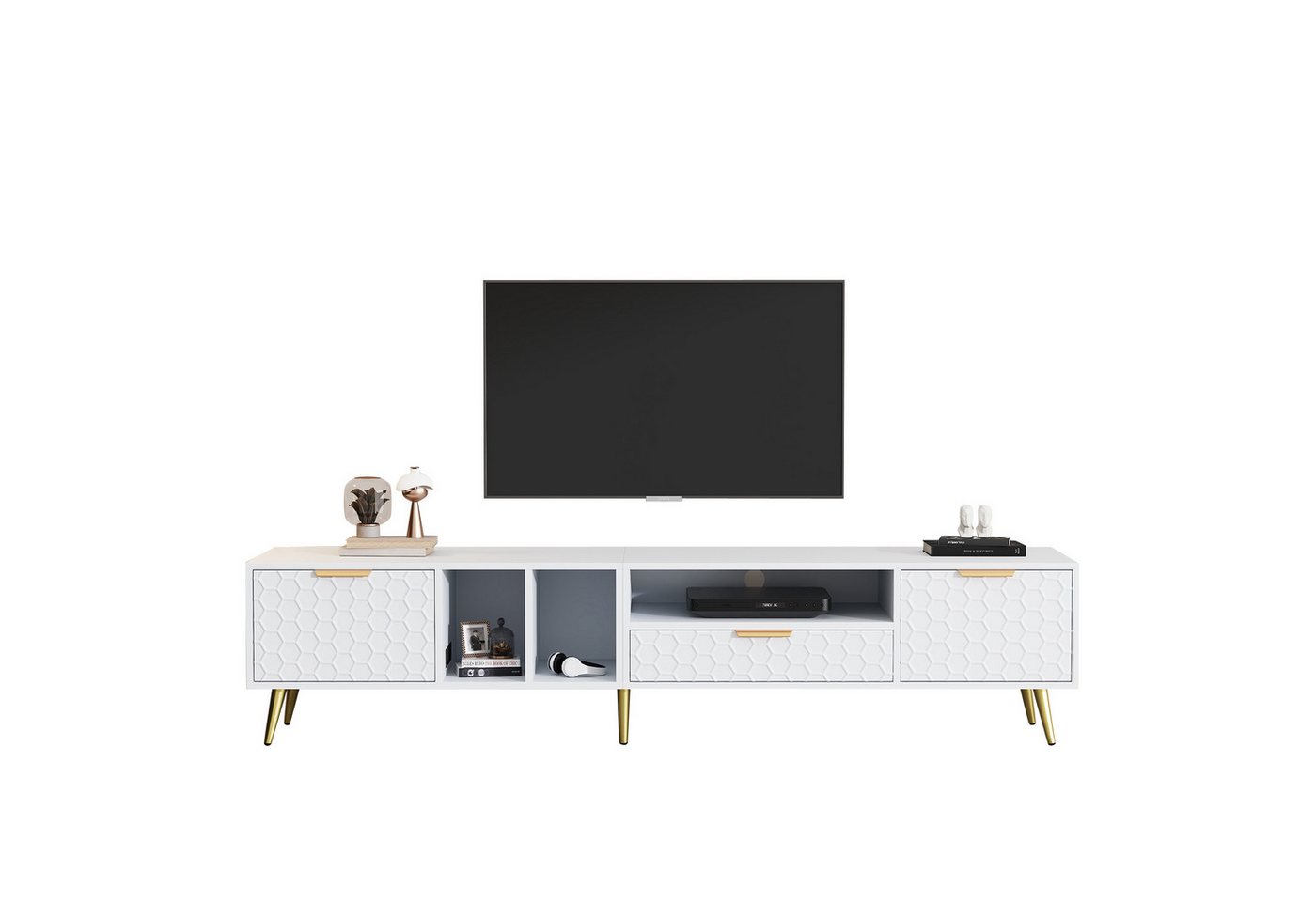 autolock TV-Schrank Moderner luxuriöser TV-Ständer(180*40*41cm) mit mattem Wabenmuster mit mehreren Aufbewahrungsfunktionen für Fernseher bis zu 80 Zoll von autolock