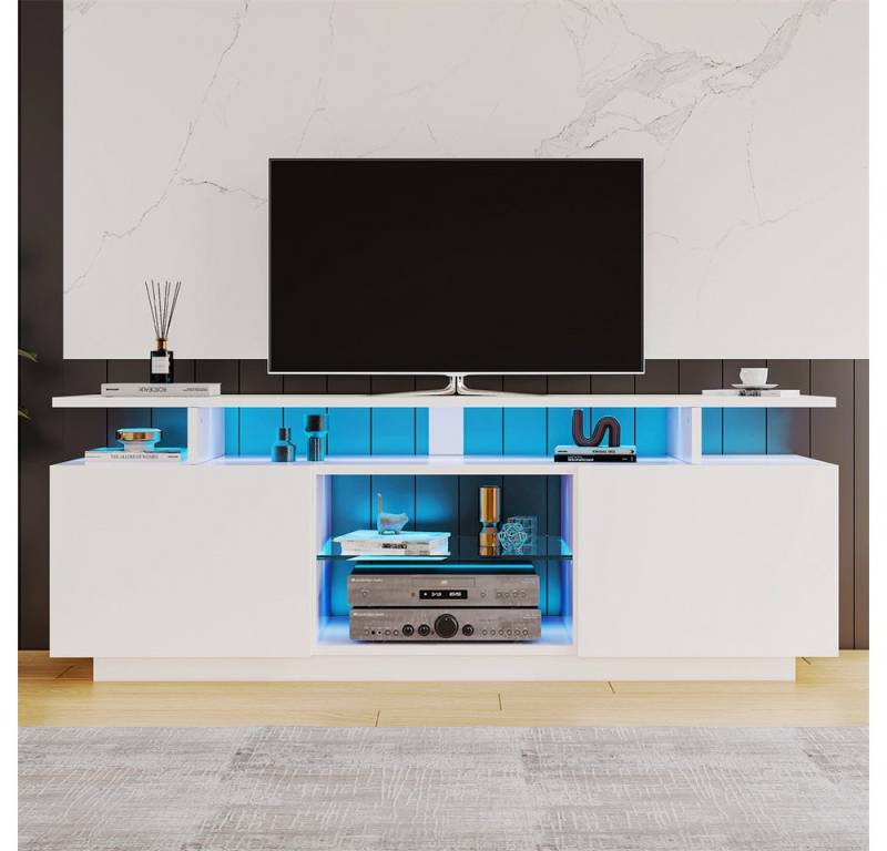 autolock TV-Schrank Moderner weißer TV-Schrank mit 16-farbiger LED-Beleuchtung, 1,4 m lang - Stilvoller Aufbewahrungsschrank für 60-Zoll-TV von autolock