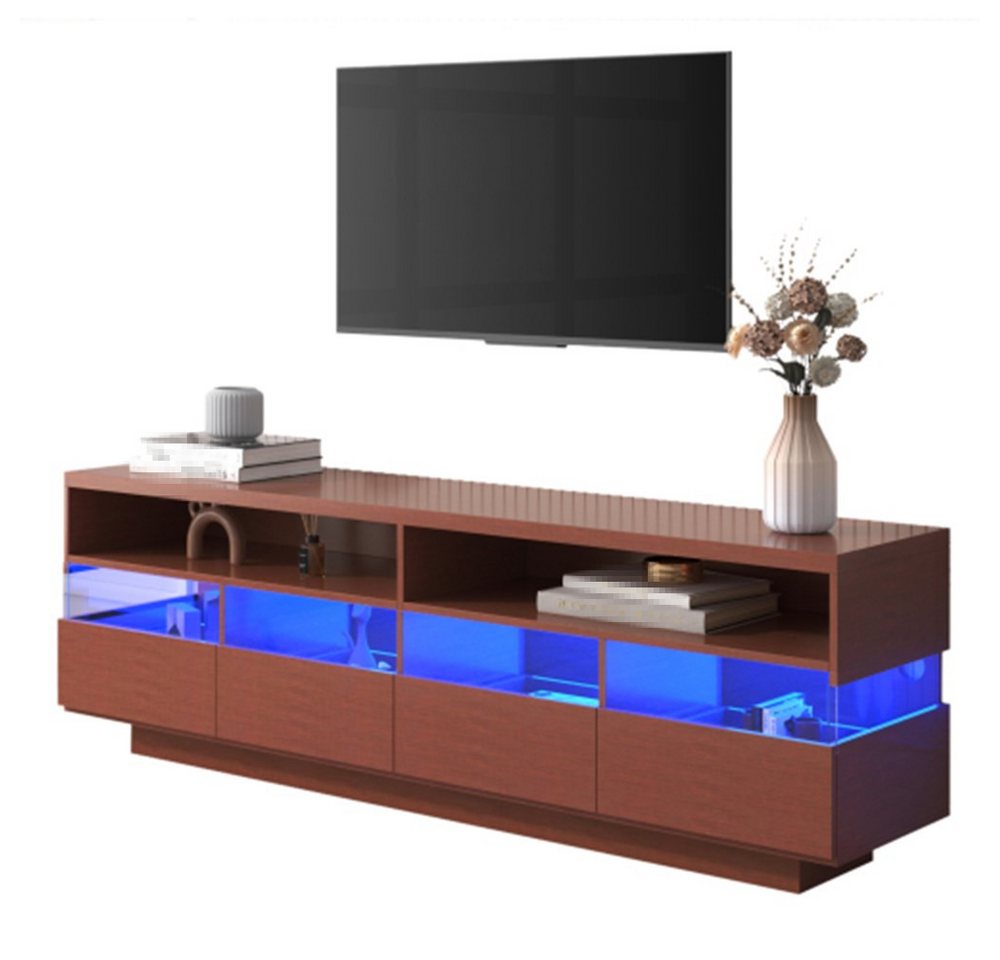 autolock TV-Schrank Schrank,TV-Schrank aus Holz, niedriges Panel mit LED-Beleuchtung, zwei Fächer und vier große Schubladen von autolock