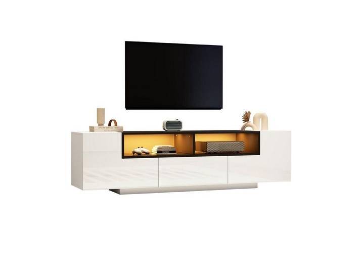 autolock TV-Schrank Standfernsehschrank mit LED-Licht,TV-schrank mit L-Form und Schubladen Lowboard,Wohnzimmerschrank, TV-Ständer von autolock
