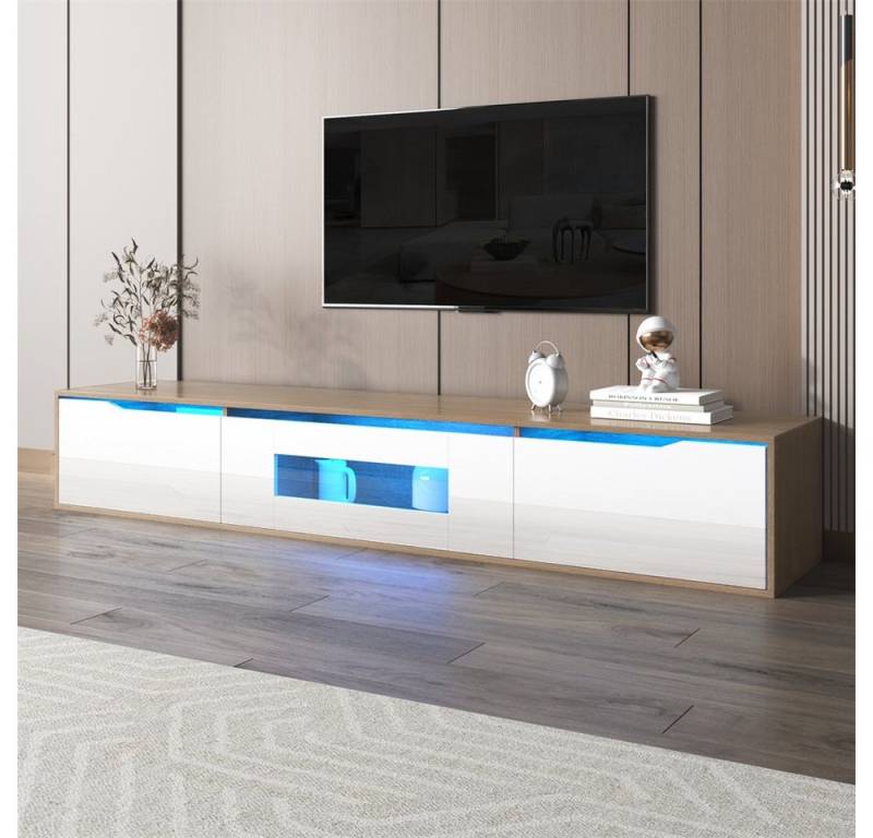 autolock TV-Schrank TV-Lowboard Fernsehschrank TV-Tisch Variable LED-Beleuchtung Hochglanz-TV-Schrank Schwarz und Weiß farbwechselnder Schrank von autolock