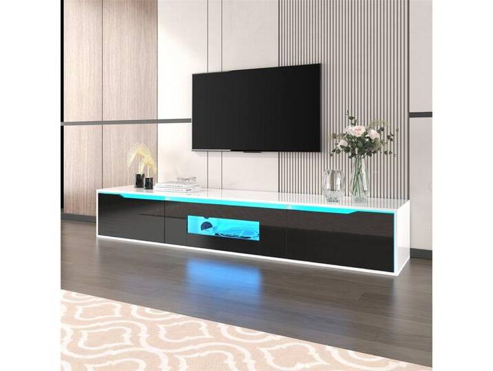 autolock TV-Schrank TV-Lowboard Fernsehschrank TV-Tisch Variable LED-Beleuchtung Hochglanz-TV-Schrank Schwarz und Weiß farbwechselnder Schrank von autolock