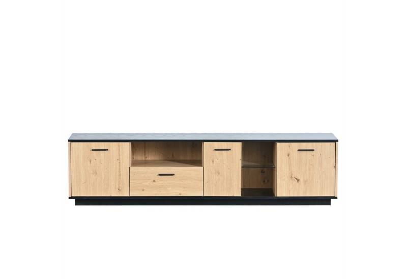 autolock TV-Schrank TV-Schrank,TV-Möbel,TV-Lowboard Mit 15 variable LED-Leuchten TV-Board mit einer Schublade,drei Türen,zwei offene Fächer mit Glas von autolock