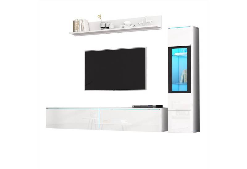 autolock TV-Schrank TV Wohnwand Set,3-teilig LED Beleuchtung Hochglanz TV-Schrank,TV-Möbel Wohnzimmermöbel Set inkl.TV Schrank,Wohnzimmer Vitrine,Hängeregal autolock TV-Schrank TV Wohnwand Set,3-teilig LED Beleuchtung Hochglanz TV-Schrank,TV-Möbel Wohnzimmermöbel Set inkl.TV Schrank,Wohnzimmer Vitrine,Hängeregal von autolock