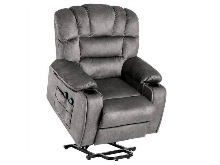 autolock TV-Sessel Elektrisch Massagesessel,verstellbarer Sesse, Stoff-Liegesofa, mit 2 Getränkehaltern, Seitentaschen und Fernbedienung, grau von autolock