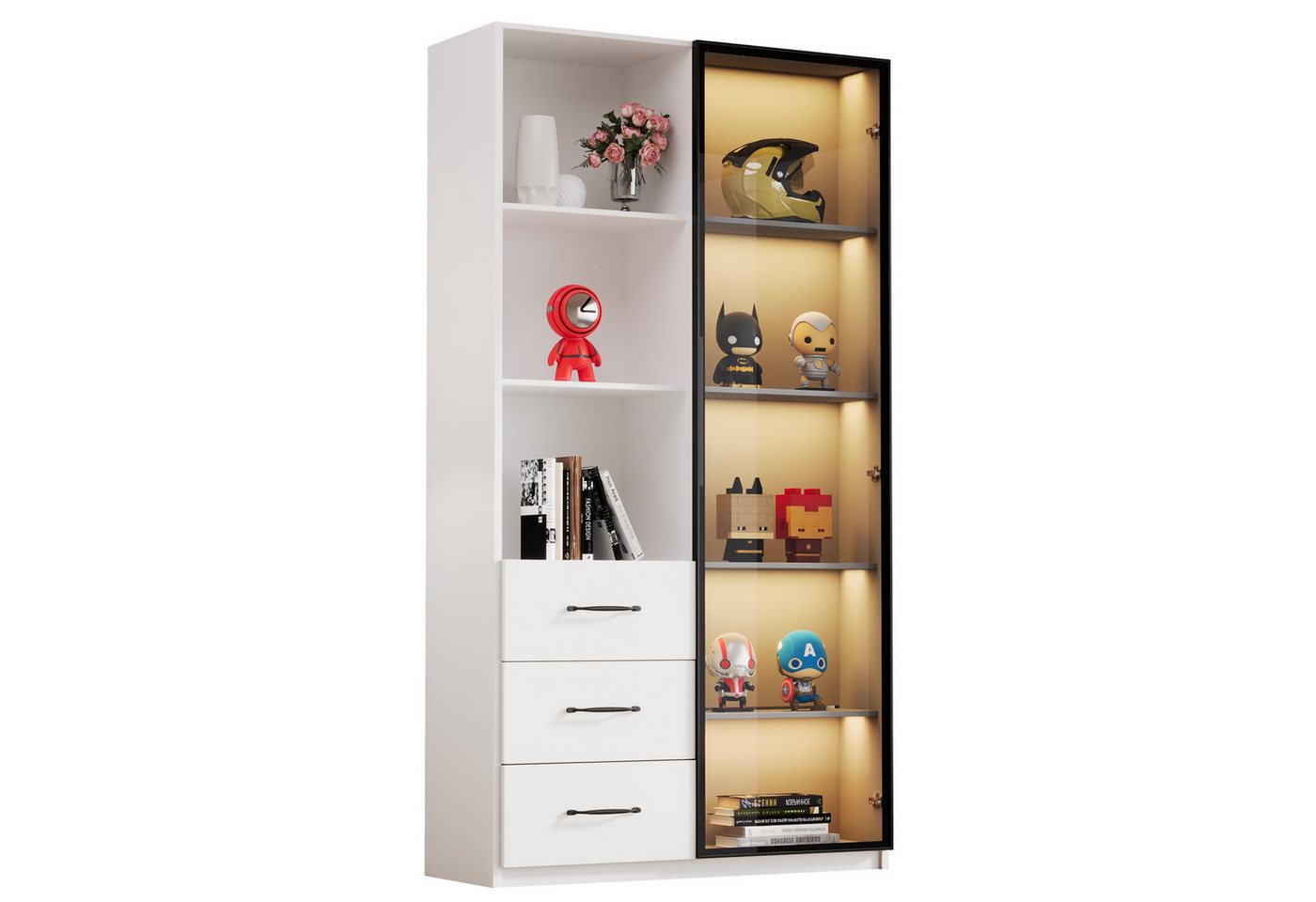 autolock Vitrine Glasvitrinen 80 x 40 x 160 cm mit LED-Beleuchtung Aluminiumrahmen Bücherschrank Küchenschränke mit Soft-Close-Scharniere für Wohnzimmer autolock Vitrine Glasvitrinen 80 x 40 x 160 cm mit LED-Beleuchtung Aluminiumrahmen Bücherschrank Küchenschränke mit Soft-Close-Scharniere für Wohnzimmer von autolock