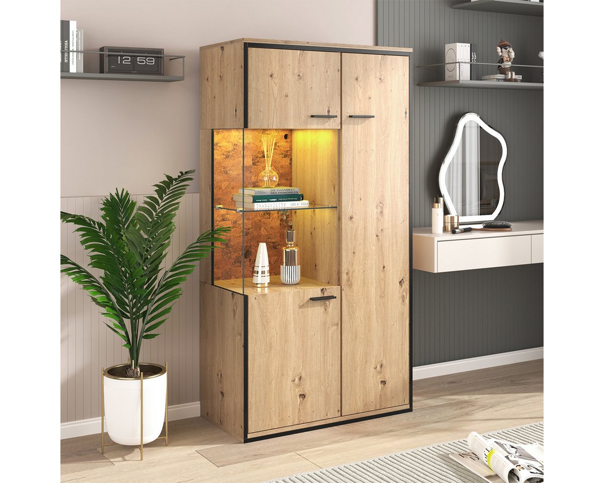 autolock Vitrine Moderne Vitrine mit LED-Beleuchtung Glastür Mehrzweckregale Großer Stauraum Glasboden Schaukasten 150Hx78Bx40Tcm autolock Vitrine Moderne Vitrine mit LED-Beleuchtung Glastür Mehrzweckregale Großer Stauraum Glasboden Schaukasten 150Hx78Bx40Tcm von autolock