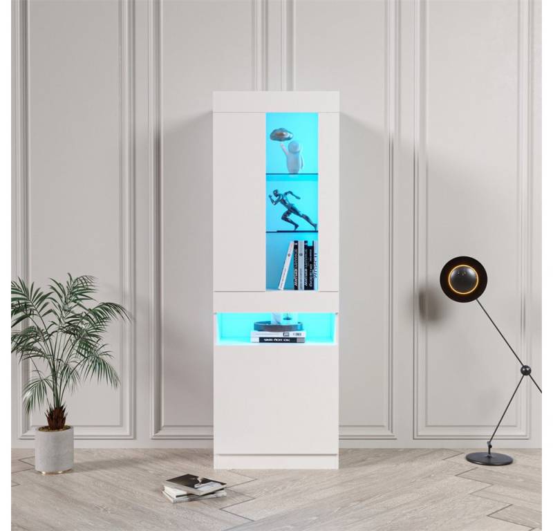 autolock Vitrine Vitrine mit 16 Farben LED Beleuchtung Vitrinenschrank Standvitrine Stauraumvitrine Schrank Wohnzimmerschran von autolock