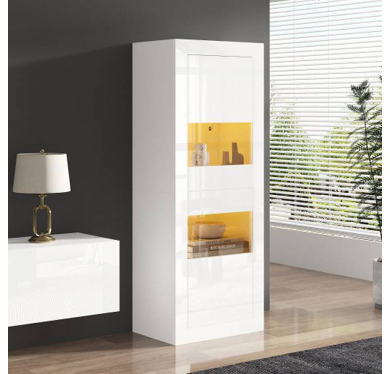 autolock Vitrine Vitrine mit LED-Beleuchtung,Glasboden, 61*42*162 cm, Vitrine, freistehende Vitrine, Hochschrank, Lagerschrank von autolock