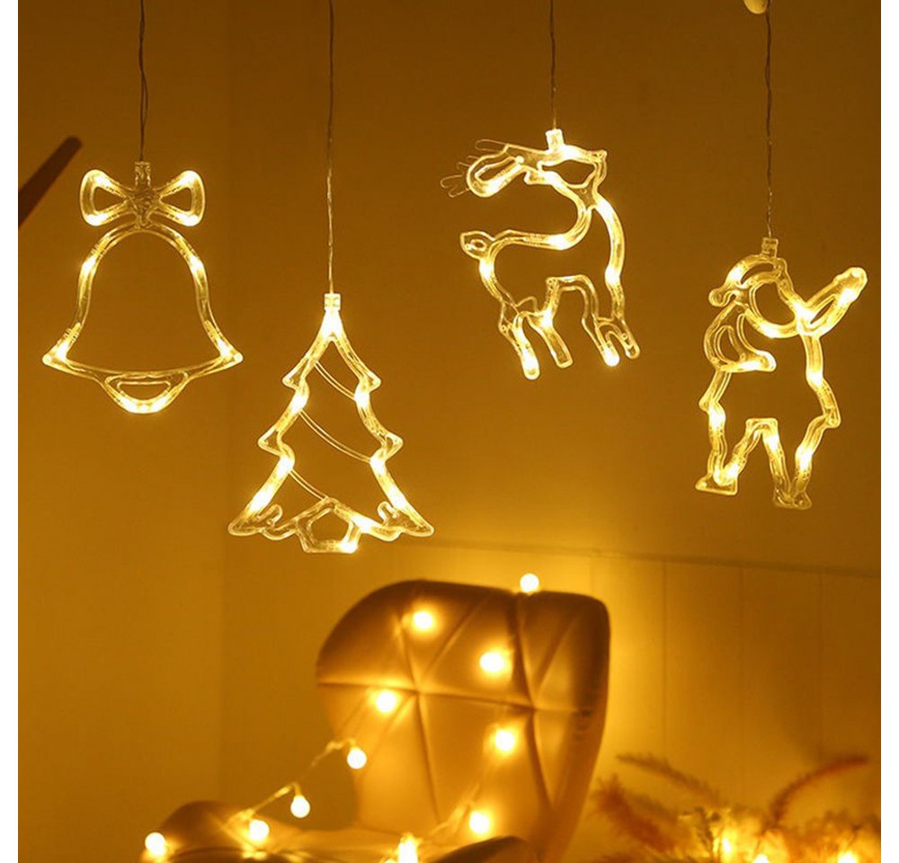 autolock Weihnachtsstadt 4 Stück LED Weihnachtsbeleuchtung,LED Lichterkette Weihnachtsdeko, Fensterlichter Batteriebetriebe, Saugnäpfe,für Weihnachten Deko von autolock