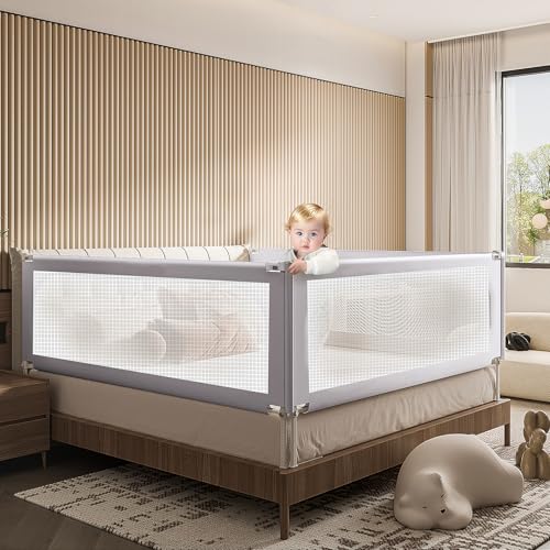 autozen Bettschutzgitter 200 cm, Einziehbares Bettgitter für Kinder von 0–10 Jahren, Babybettgitter für Kinderbetten, Elternbetten und alle Massivholzbetten (Nur 1 Stück) von autozen
