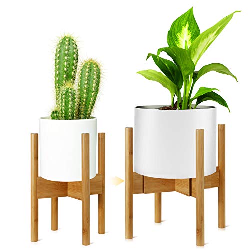 Pflanzenständer, Verstellbare Blumentopf Ständer für Blumentopf, Holz-Blumentopf-Ständer Topfgestell für Innen- und Außenbereiche bis 21.5-31.5cm Pflanzgefäß, 1 Packung (Kein Topf inbegriffen) von autumndeer