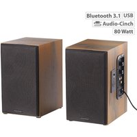 MSS-90.usb Lautsprecher Holz Gehäuse Aktiver Stereo-Regallautsprecher Bluetooth Boxen von auvisio