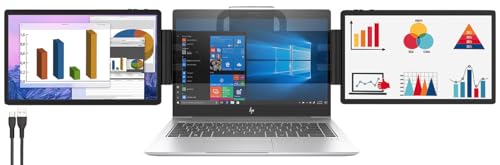 auvisio Screen Extender: Tragbarer Dual-Monitor mit je 29,5 cm, Triple-Monitor-Extender, 15 W (Monitorerweiterung, Bildschirmerweiterung, Laptop Dreifach Bildschirm) von auvisio
