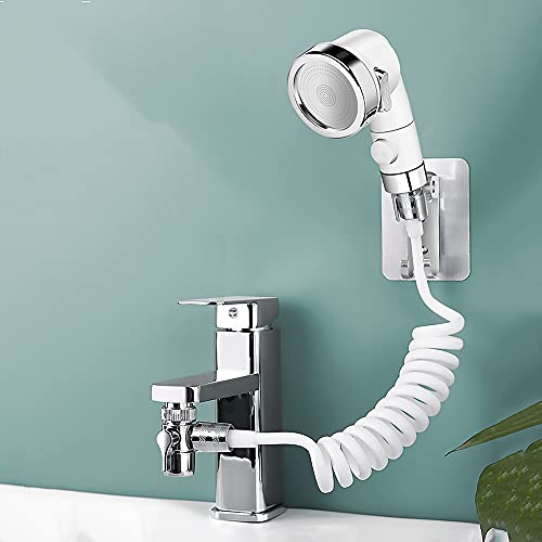 Schlagfrei Duschkopf Set Extern für Waschbecken,1.5m Teleskoprohr Duschkopf mit Drei Modi,Perfekt zum Waschen der Haare oder zum Reinigen des Waschbeckens Putze die Toilette(Kein Wasserhahn) von auvstar