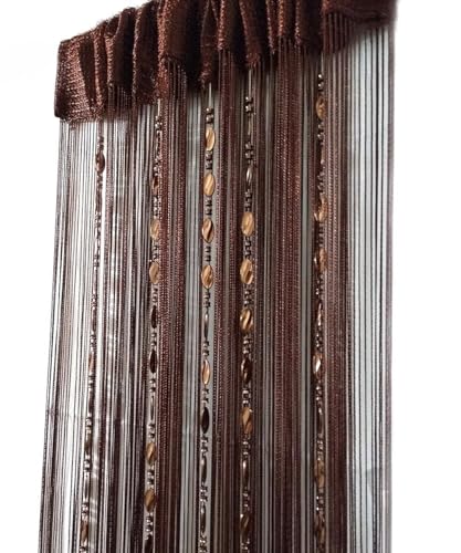 ave split, dekorativer Fadenvorhang, 100 x 200 cm, Wand-Fenstervorhang mit Perlenbändchen, Raumteiler, Türtrennvorhang, Vorhang für Hochzeit, Café, Restaurant, Schaufensterdekoration (Kaffee 25) von ave split
