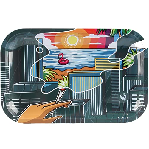 avibes Rolling Tray Drehunterlage Bauunterlage Mischschale Drehtablett Metall 420 World Bunt 27,5 x 17,5cm von avibes