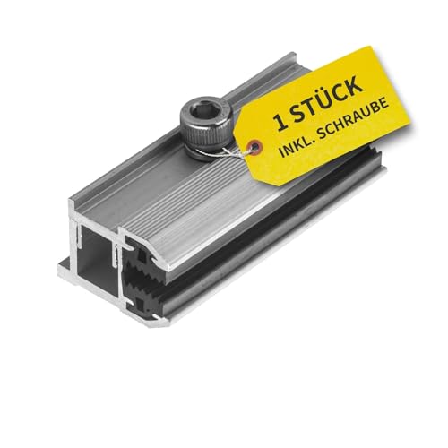 Avoltik 1x Endklemme in silber für rahmenlose Solarmodule I robuste PV Laminatklemme für Dünnschichtmodule I rostbeständige Modulklemme Solar aus Aluminium I Endklemme zur Solarmodulbefestigung von avoltik