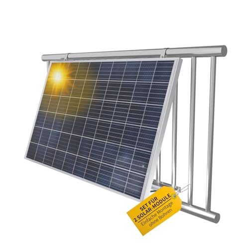 Avoltik 2x Balkonkraftwerk Halterung Balkon für alle Solarpanel-Größen I Solarmodul Halterung aus robustem Aluminium I Balkonkraftwerk Befestigung verstellbarem Winkel 0 ° oder 15-30° von avoltik